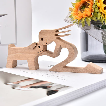 Family Puppy Wood Dog Craft  Table Ornament