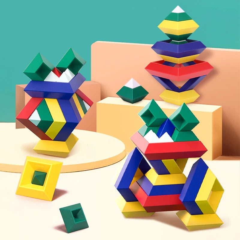 Montessori Educational Toy Construction Set Pyramid Building Blocks Set