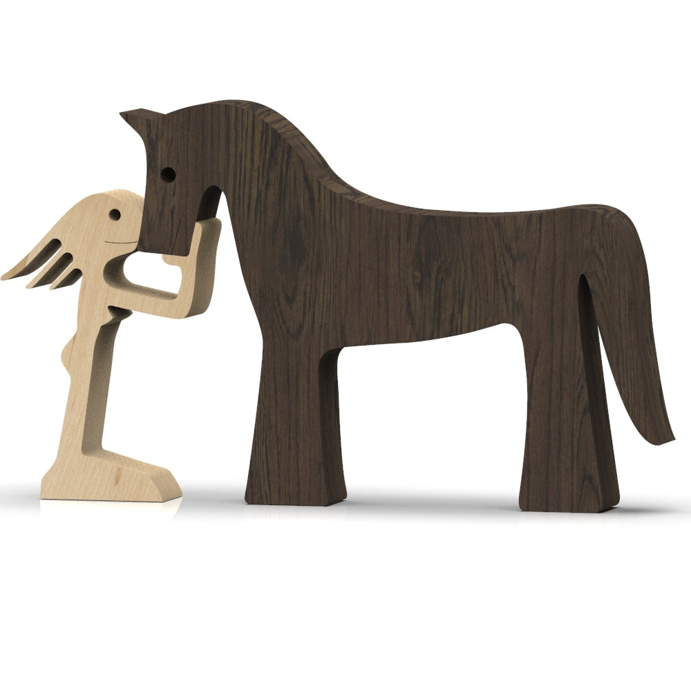 Family Puppy Wood Dog Craft  Table Ornament