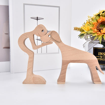 Family Puppy Wood Dog Craft  Table Ornament