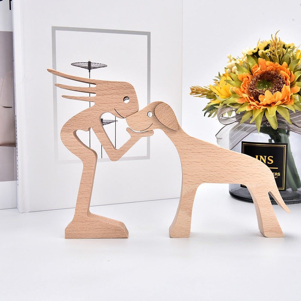 Family Puppy Wood Dog Craft  Table Ornament