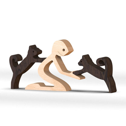 Family Puppy Wood Dog Craft  Table Ornament