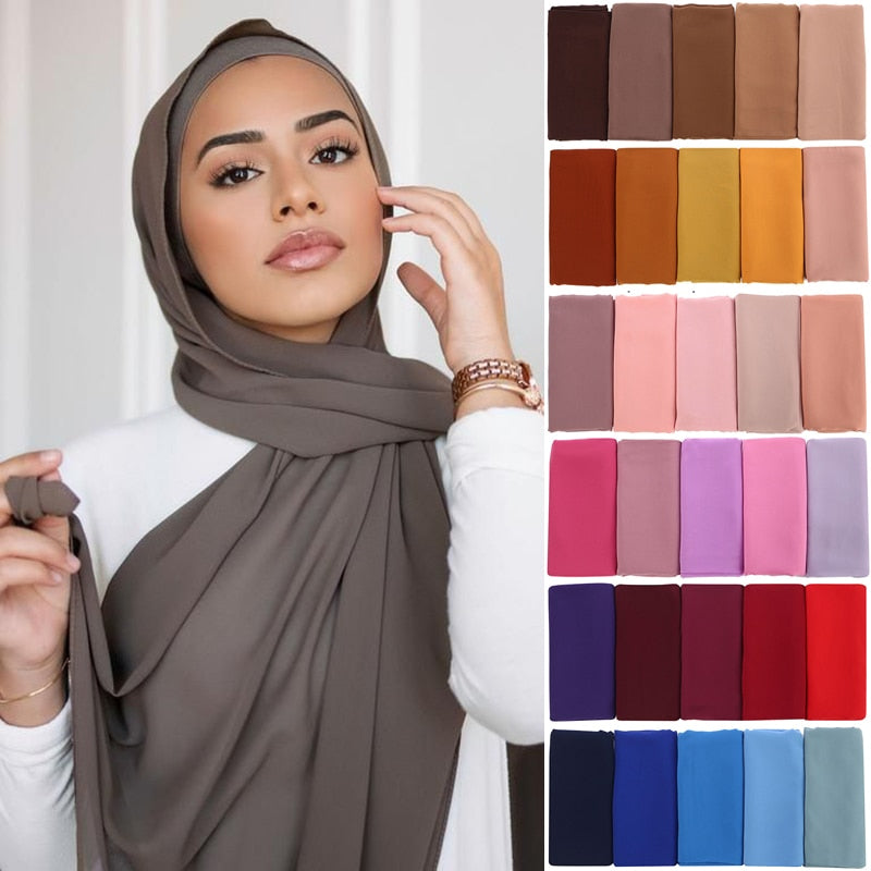 Plain Color Chiffon Scarf Headband Female