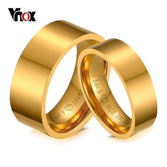 Vnox Personalize His and Hers Wedding gold ring