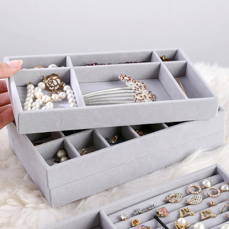 Fashion Portable Velvet  Jewelry Display Organizer Box