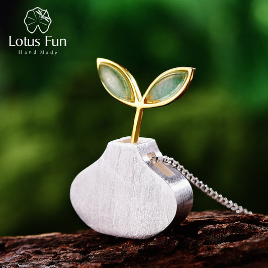 Lotus Real 925 Sterling Silver Natural Aventurine Pendant Without Chain