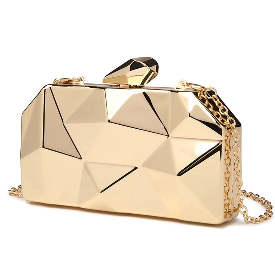 Gold Acrylic box geometric evening clutch bag