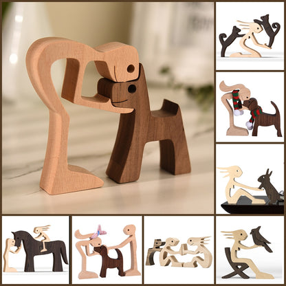 Family Puppy Wood Dog Craft  Table Ornament