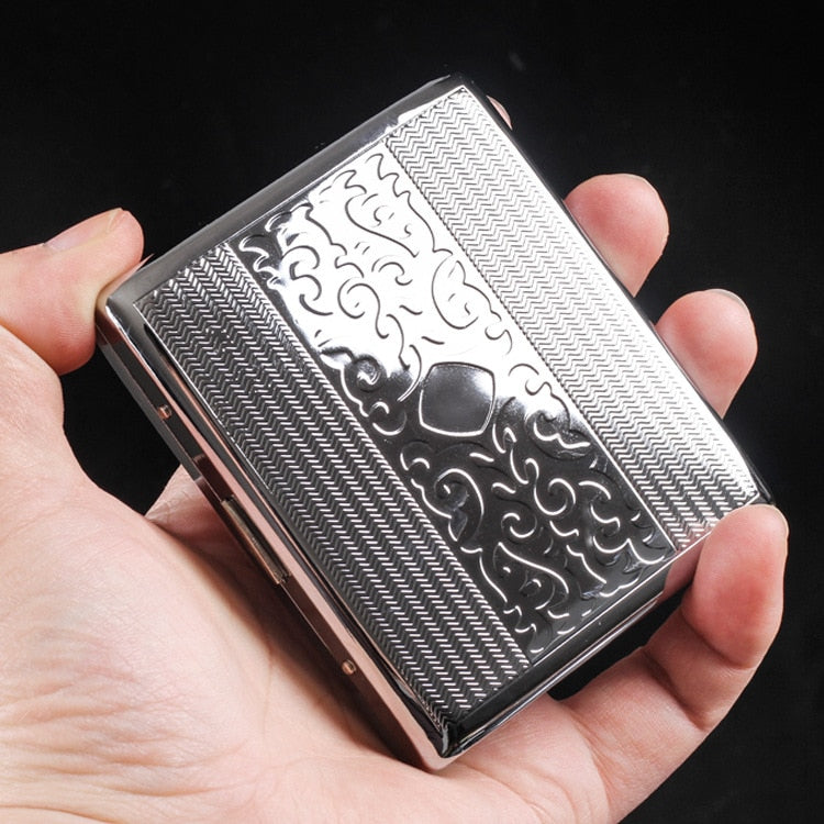 Silver Portable Metal Cigarette Case