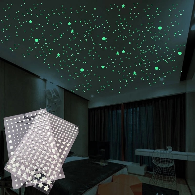 Luminous 3D Stars Dots Wall Sticker