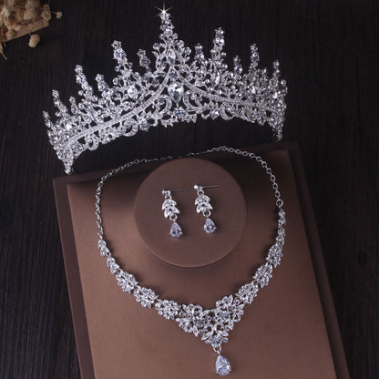 Silver Colour Crystal Bridal Jewelry Sets