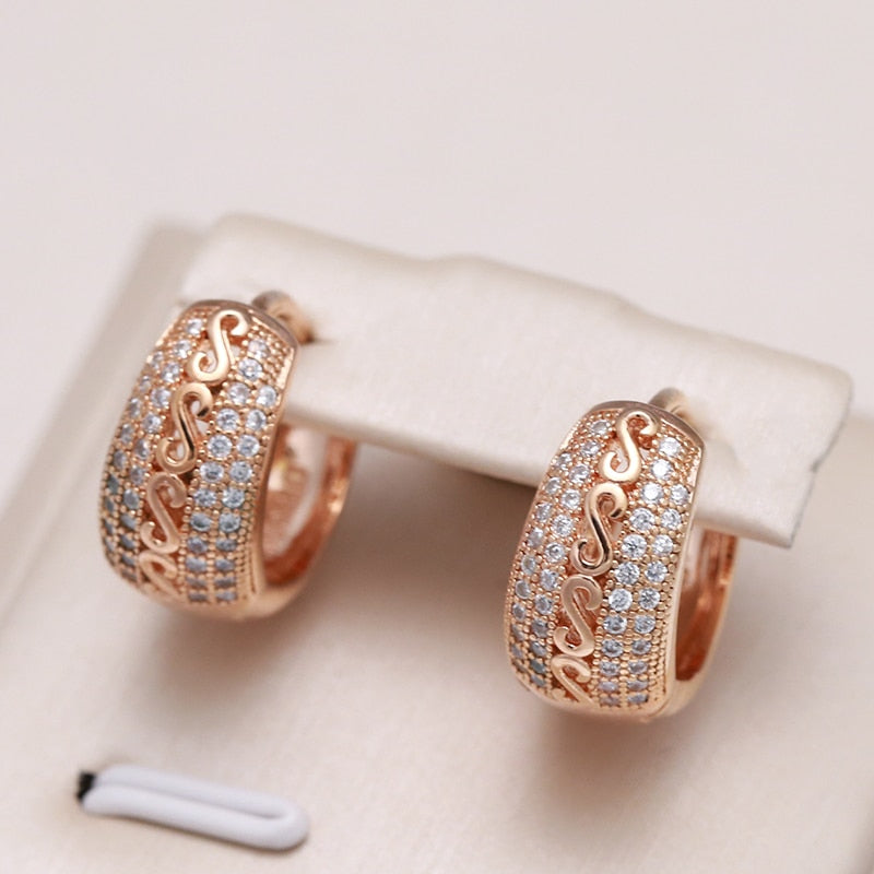 Kinel 585 Rose Gold Natural Zircon Earrings