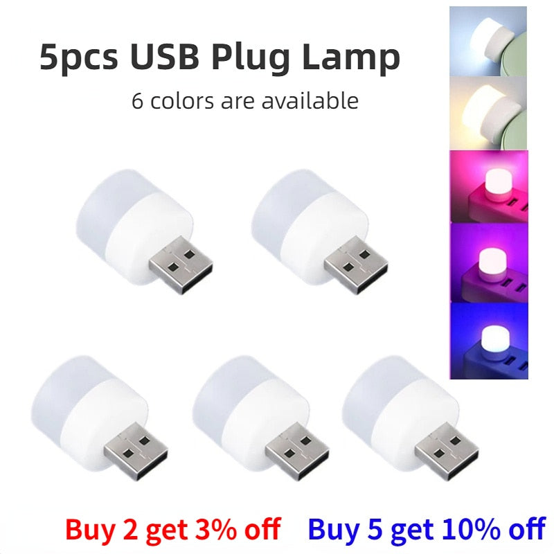 5pcs Mini USB Plug Lamp 5V Super Bright