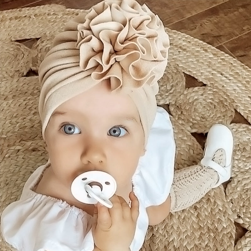 Cute Flower Baby Girl Hat Solid Color Newborn Infant Cap