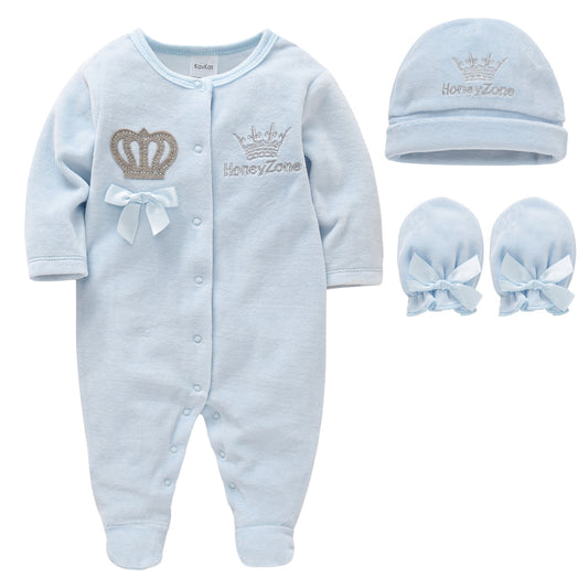 Baby Unisex Rompers with Hat and Gloves